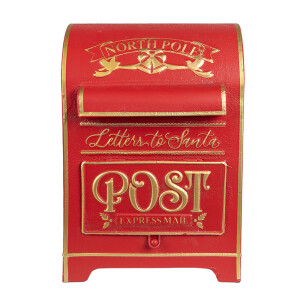 Cutie Postala Craciun metal rosu auriu 24x20x36 cm