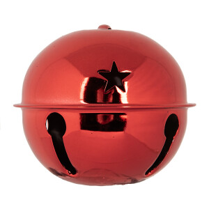 Set 12 ornamente brad Clopotei metal rosu 5x4 cm