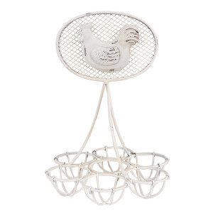 Suport oua metal alb vintage Ø 15x22 cm