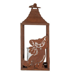 Felinar metal maro Pisicuta 15x15x37 cm