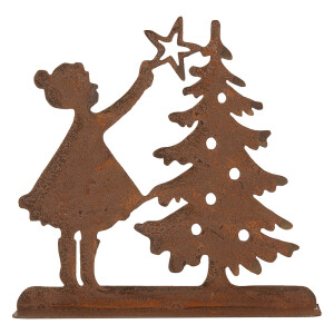 Decoratiune Craciun metal maro 14x5x14 cm