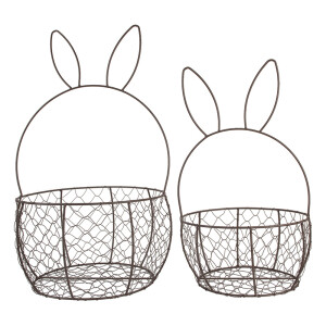 Set 2 cosuri metal maro Iepurasi Ø 33x55 cm, Ø 27x45 cm