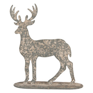 Figurina Ren metal gri vintage 17x8x18 cm