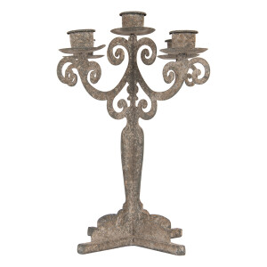 Sfesnic lumanari metal gri vintage 21x21x26 cm