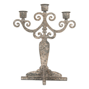 Sfesnic lumanari metal gri vintage 26x16x35 cm