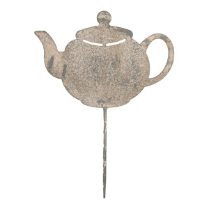 Decoratiune gradina Ceainic metal gri vintage 26x1x35 cm