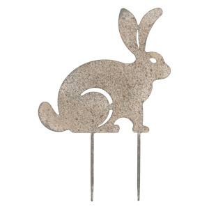 Decoratiune gradina Iepuras metal gri vintage 28x1x41 cm