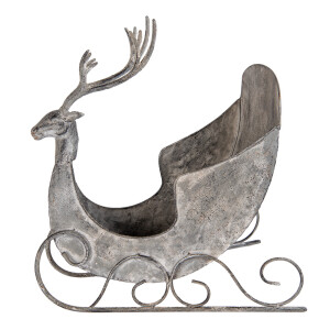 Saniuta decorativa Craciun metal gri 44x34x47 cm