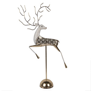 Figurina Ren metal auriu gri 36x12x72 cm