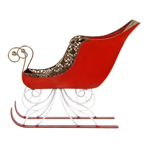 Saniuta decorativa Craciun metal multicolor 37x16x31 cm
