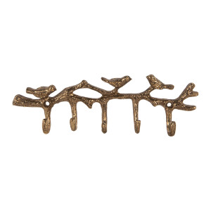 Cuier perete metal auriu Pasari 18x2x6 cm