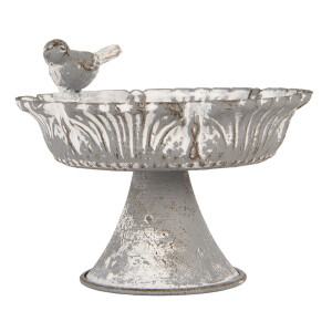 Bol decorativ metal gri alb vintage 13x12x10 cm