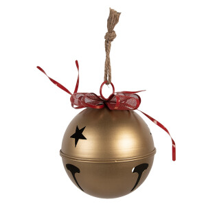 Clopotel Craciun metal rosu auriu Ø 24x30 cm