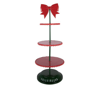 Platou supraetajat metal rosu negru Ø 31x80 cm