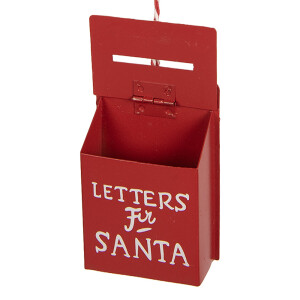 Ornament brad Craciun Cutie Postala metal rosu alb 5x3x8 cm