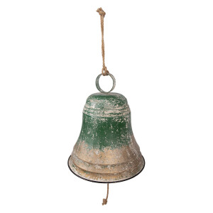Clopotel Craciun metal auriu verde vintage Ø 42x46 cm