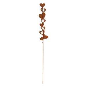 Decoratiune gradina metal maro Inimioare 6x1x28 cm