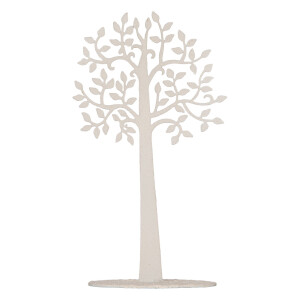 Decoratiune metal alb Copac 12x10x21 cm