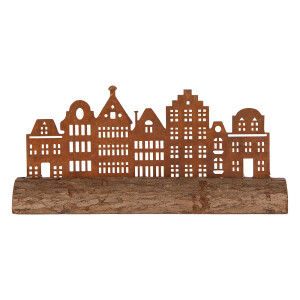 Decoratiune Casute metal lemn maro 25x5x8 cm