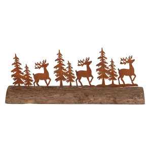 Decoratiune Brazi si Reni metal lemn maro 25x5x6 cm
