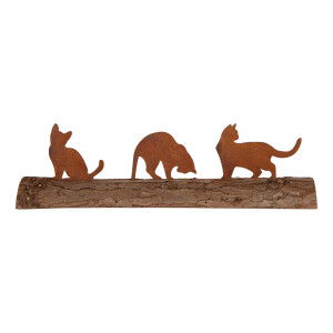 Decoratiune Pisicute lemn metal maro 32x5x7 cm
