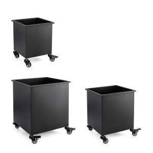 Set 3 suporturi ghivece flori otel negru Haik 25x25x32h; 30x30x37h; 35x35x42h