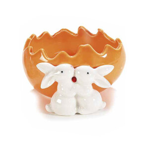 Ou Paste ceramica model Iepurasi portocaliu 11x11x6 cm