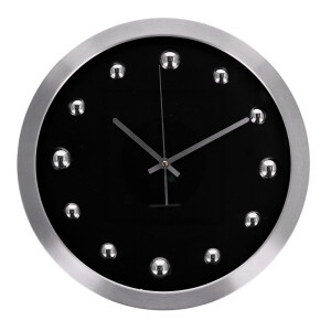 Ceas perete rama aluminiu argintiu negru 40 cm