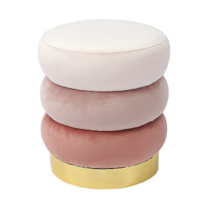 Taburet catifea roz metal auriu 40 x 45 cm