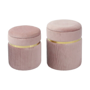Set 2 tabureti catifea roz  32 x 38, 36 x 44 cm