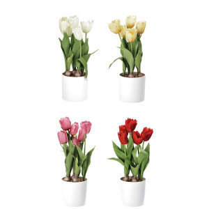 Set 4 ghivece Lalele artificiale 15 x 49 cm