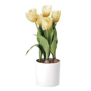 Lalele artificiale galbene in ghiveci ceramica 15 x 49 cm