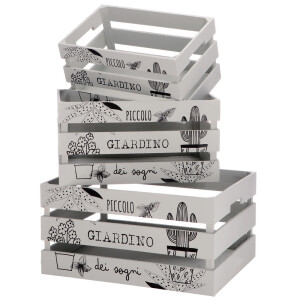 Set 3 cutii depozitare,lemn gri negru 30 x 20 x 16, 35 x 25 x 18, 40 x 30 x 20 cm