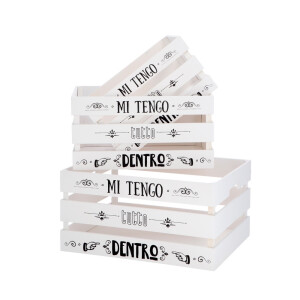 Set 3 cutii depozitare lemn alb negru  30 x 20 x 16, 35 x 25 x 18, 40 x 30 x 20 cm