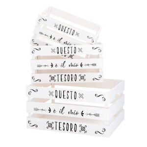 Set 3 cutii depozitare lemn negru alb 30 x 20 x 16, 35 x 25 x 18, 40 x 30 x 20 cm