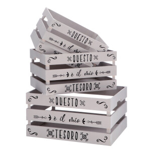 Set 3 cutii depozitare lemn negru gri 30 x 20 x 16, 35 x 25 x 18, 40 x 30 x 20 cm