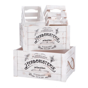 Set 4 cutii depozitare lemn negru alb 20 x 15 x 16 cm, 35 x 25 x 18 cm, 40 x 30 x 20 cm