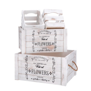 Set 4 cutii depozitare lemn negru alb 2 x 20 x 15 x 16, 35 x 25 x 18, 40 x 30 x 20 cm