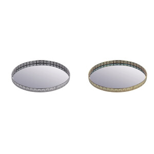 Set 2 tavi decorative metal auriu argintiu 35 cm
