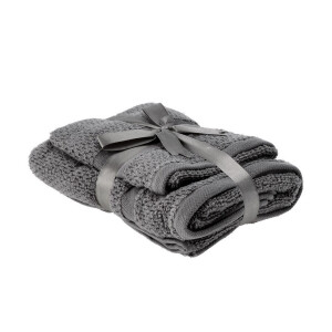 Set 2 prosoape baie bumbac gri 40 x 55, 55 x 100 cm