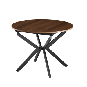 Masa dining extensibila fier negru mdf stejar inchis Abero 100x100-140x75 cm