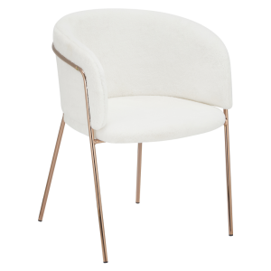 Fotoliu blana artificiala ivoire crom rose gold Adimar 57x56x75 cm