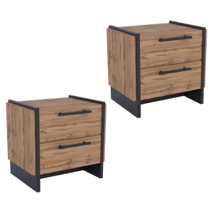 Set 2 noptiere DTD stejar wotan negru Amoni 48x36x45 cm