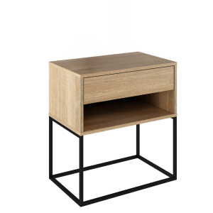 Noptiera DTD stejar sonoma metal negru Arti 60x38,4x65 cm