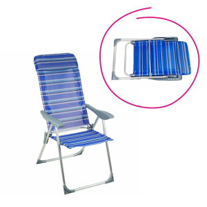 Scaun de gradina pozitionabil, albastru/gri, Avelar 58x69/103x82/109 cm