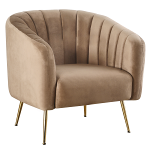 Fotoliu de design catifea maro crom auriu Bagy 78x78x78 cm