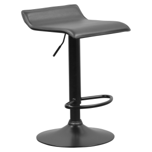 Scaun bar metal piele ecologica neagra Baili 38x39x64-84,5 cm