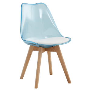 Scaun acril albastru piele ecologică lemn fag Bali 48x54x80 cm