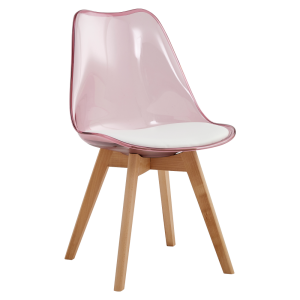 Scaun acril roz piele ecologica lemn fag Bali 48x54x80 cm