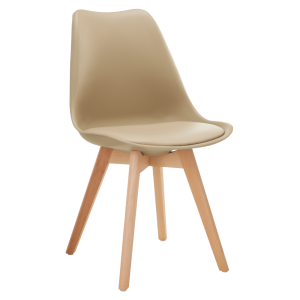 Scaun plastic piele ecologica capucino fag Bali 48x53x82 cm